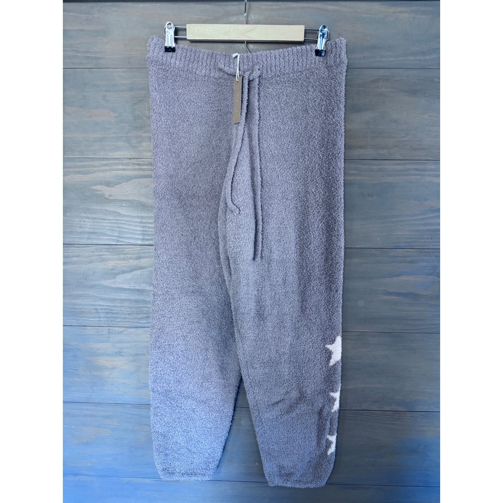 Hello Nite Los Angeles Star Fuzzy Knit Joggers‎ Soft Charcoal Gray H6B-37170A S